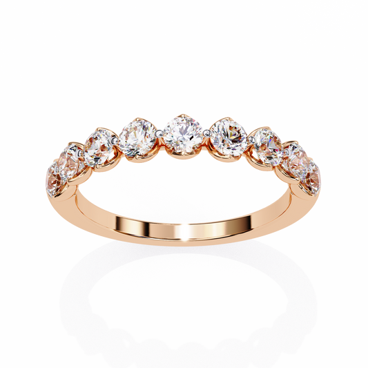 Art Deco Round Cut Lab Grown Diamond Half Eternity Elegant Cluster Stunning Daily Wear Band Gift For Her - HIGHCARAT DIAMONDS