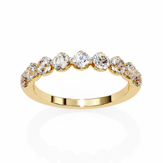 Art Deco Round Cut Lab Grown Diamond Half Eternity Elegant Cluster Stunning Daily Wear Band Gift For Her - HIGHCARAT DIAMONDS