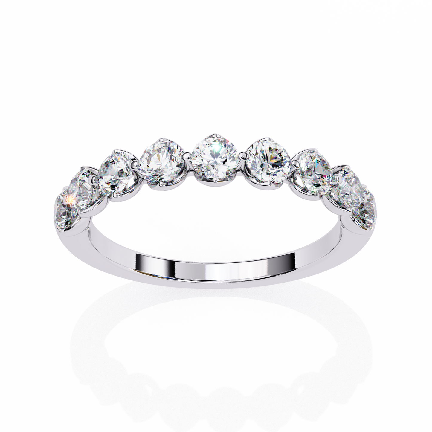 Art Deco Round Cut Lab Grown Diamond Half Eternity Elegant Cluster Stunning Daily Wear Band Gift For Her - HIGHCARAT DIAMONDS