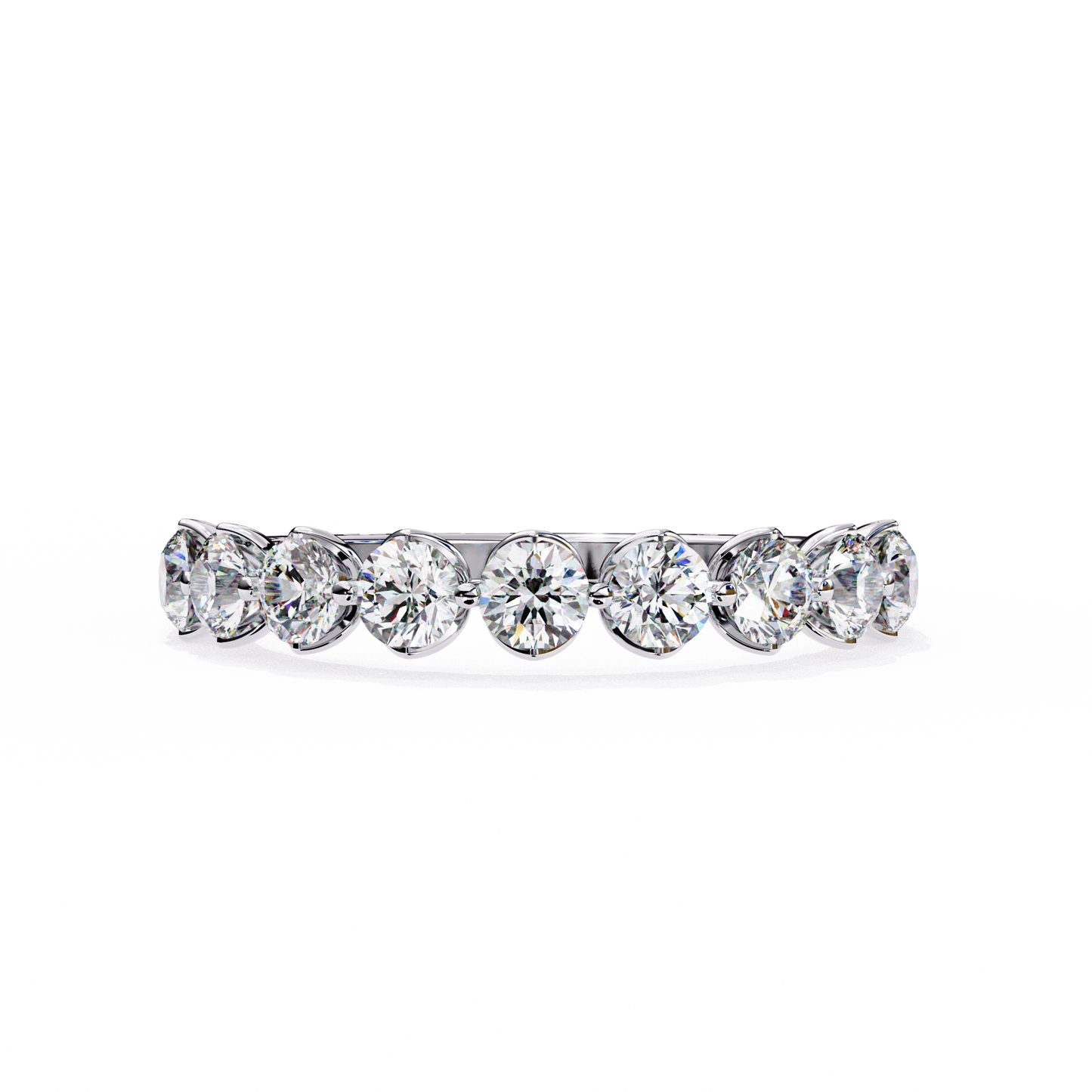 Art Deco Round Cut Lab Grown Diamond Half Eternity Elegant Cluster Stunning Daily Wear Band Gift For Her - HIGHCARAT DIAMONDS