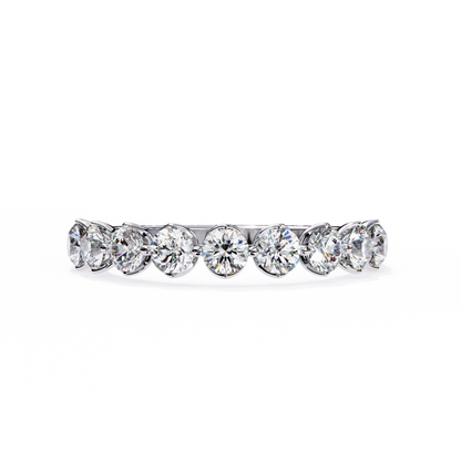 Art Deco Round Cut Lab Grown Diamond Half Eternity Elegant Cluster Stunning Daily Wear Band Gift For Her - HIGHCARAT DIAMONDS