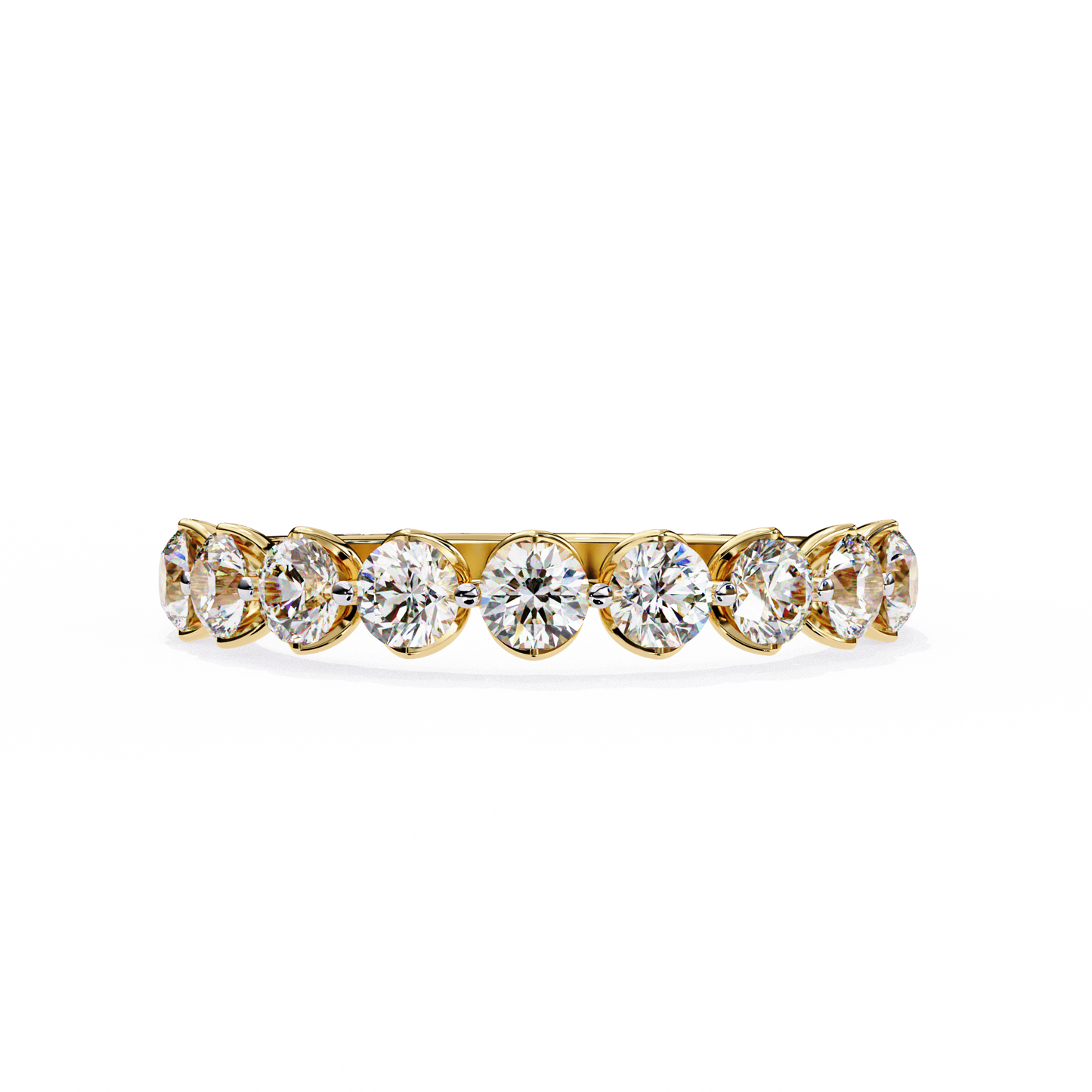 Art Deco Round Cut Lab Grown Diamond Half Eternity Elegant Cluster Stunning Daily Wear Band Gift For Her - HIGHCARAT DIAMONDS