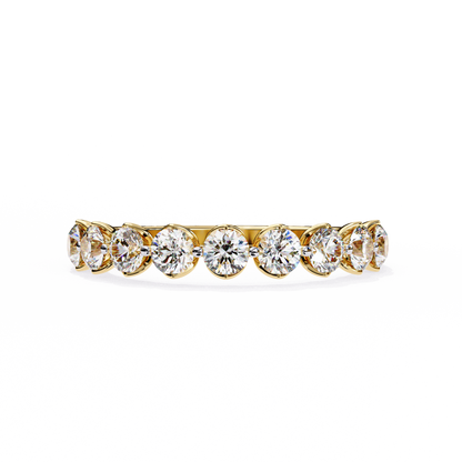 Art Deco Round Cut Lab Grown Diamond Half Eternity Elegant Cluster Stunning Daily Wear Band Gift For Her - HIGHCARAT DIAMONDS