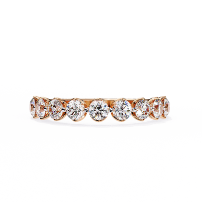 Art Deco Round Cut Lab Grown Diamond Half Eternity Elegant Cluster Stunning Daily Wear Band Gift For Her - HIGHCARAT DIAMONDS