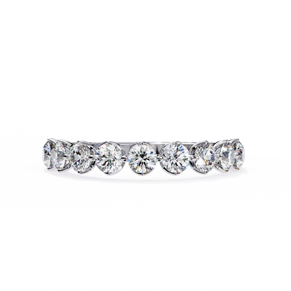 Art Deco Round Cut Lab Grown Diamond Half Eternity Elegant Cluster Stunning Daily Wear Band Gift For Her - HIGHCARAT DIAMONDS