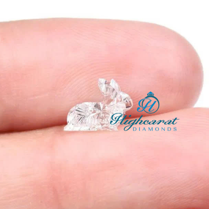 Artistic Seating Rabbit Cut Lab-Grown Diamond  Modern Style For Charms, Rings & Necklaces
