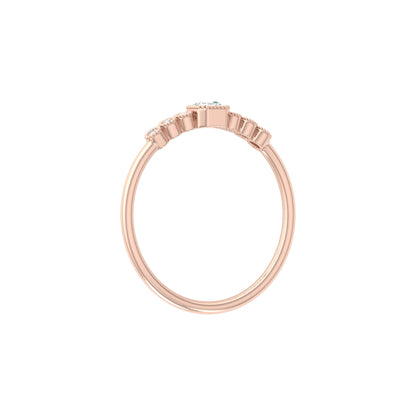 Asscher And Round Diamond Minimalist Ring 14K Solid Gold Dainty Engagement Ring For Her