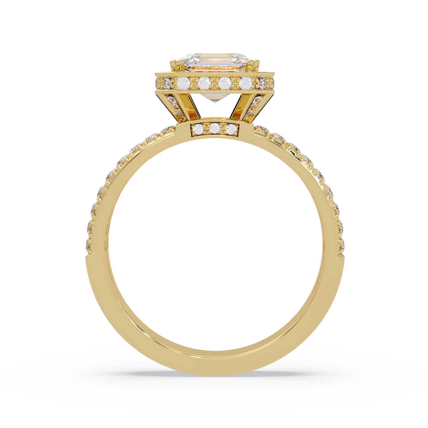 Asscher Cut Halo Lab Grown Diamond Split Shank Engagement Ring - HIGHCARAT DIAMONDS