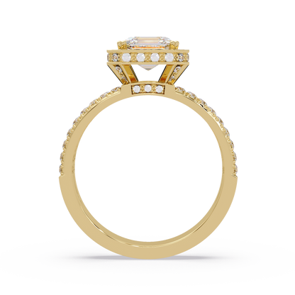 Asscher Cut Halo Lab Grown Diamond Split Shank Engagement Ring - HIGHCARAT DIAMONDS