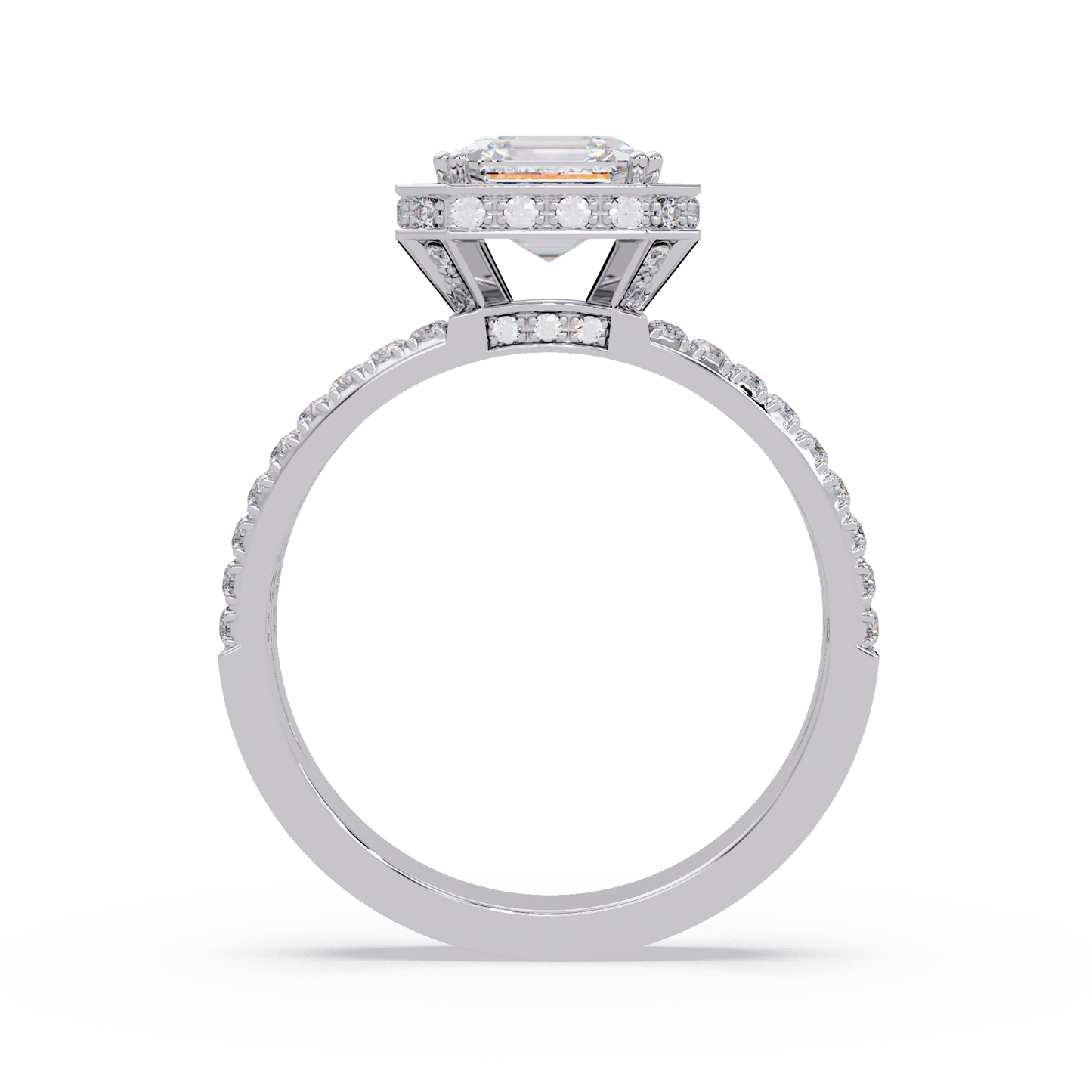 Asscher Cut Halo Lab Grown Diamond Split Shank Engagement Ring - HIGHCARAT DIAMONDS