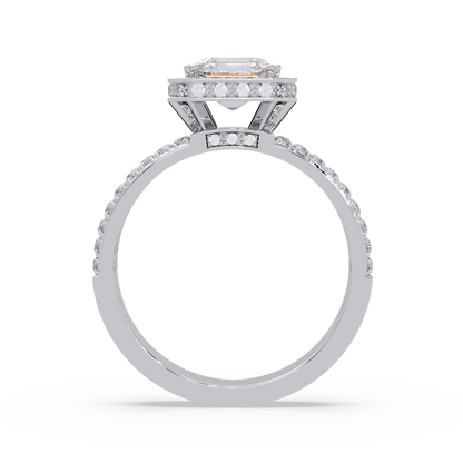 Asscher Cut Halo Lab Grown Diamond Split Shank Engagement Ring - HIGHCARAT DIAMONDS