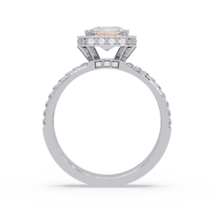 Asscher Cut Halo Lab Grown Diamond Split Shank Engagement Ring - HIGHCARAT DIAMONDS