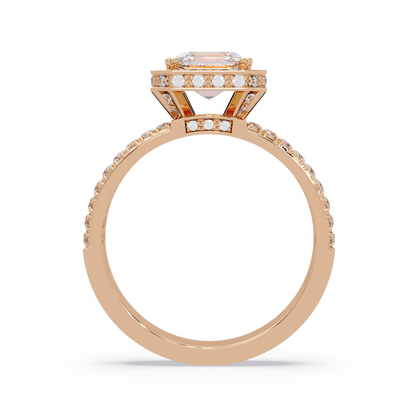 Asscher Cut Halo Lab Grown Diamond Split Shank Engagement Ring - HIGHCARAT DIAMONDS