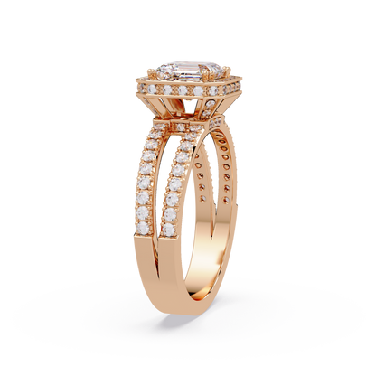 Asscher Cut Halo Lab Grown Diamond Split Shank Engagement Ring - HIGHCARAT DIAMONDS