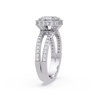 Asscher Cut Halo Lab Grown Diamond Split Shank Engagement Ring - HIGHCARAT DIAMONDS