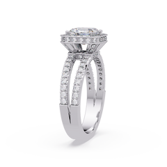 Asscher Cut Halo Lab Grown Diamond Split Shank Engagement Ring - HIGHCARAT DIAMONDS