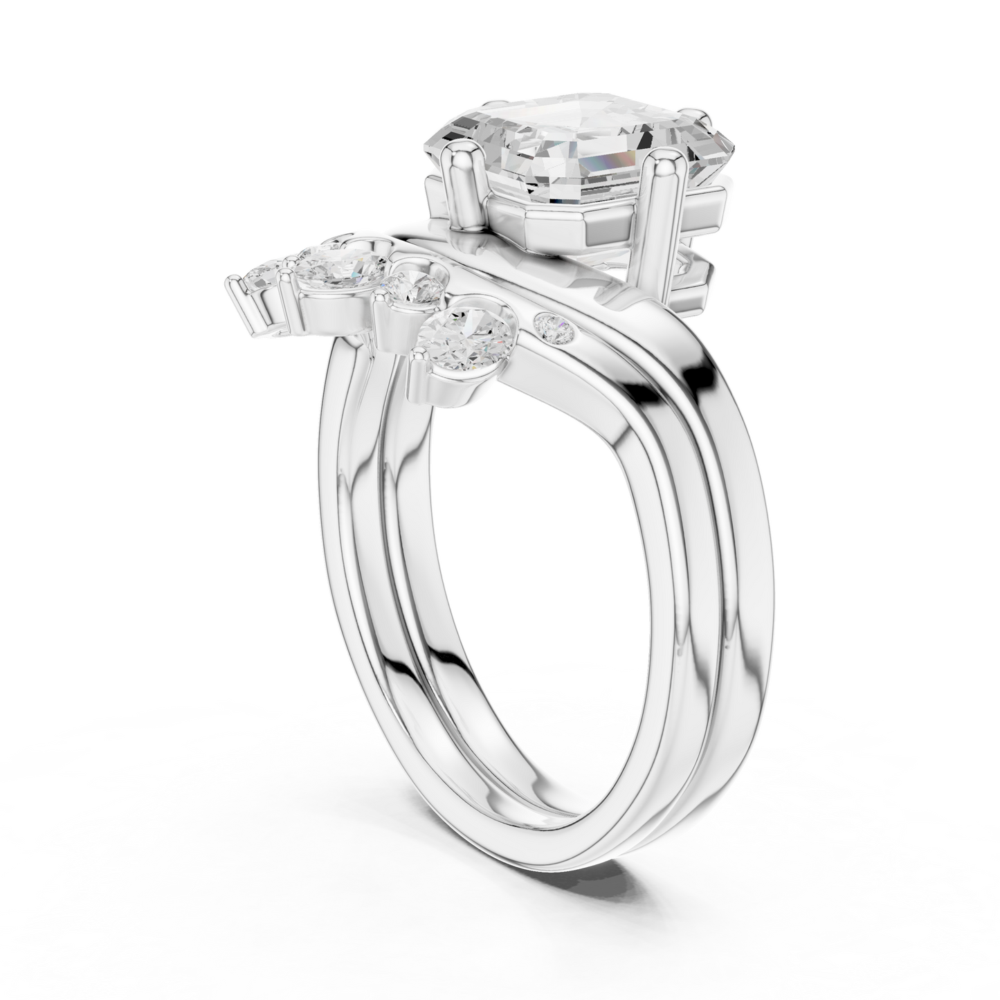 3.47 Ct Round, Oval, And Ascher Cut lab Grown Dainty  Diamond  Ring For Women Wedding Wear - HIGHCARAT DIAMONDS