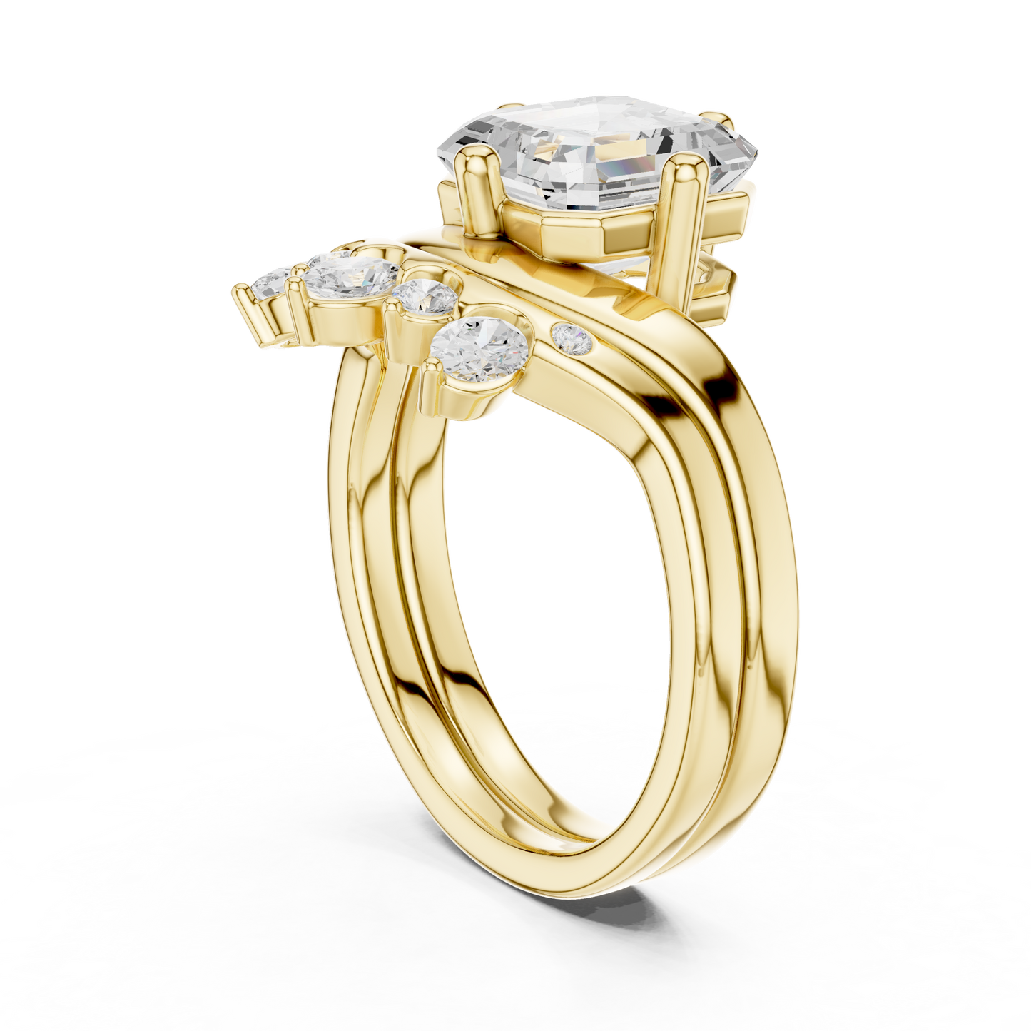 3.47 Ct Round, Oval, And Ascher Cut lab Grown Dainty  Diamond  Ring For Women Wedding Wear - HIGHCARAT DIAMONDS
