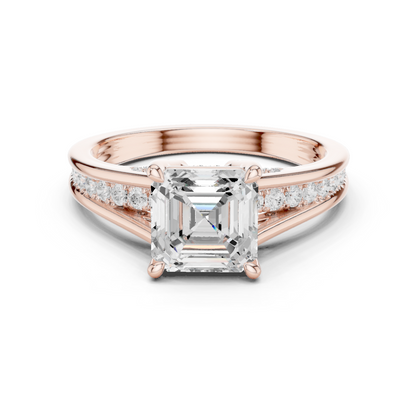 2.30Ct Asscher and Round Cut Lab Grown Diamond Vintage Pave Set Perfect Engagement Ring For Women's - HIGHCARAT DIAMONDS