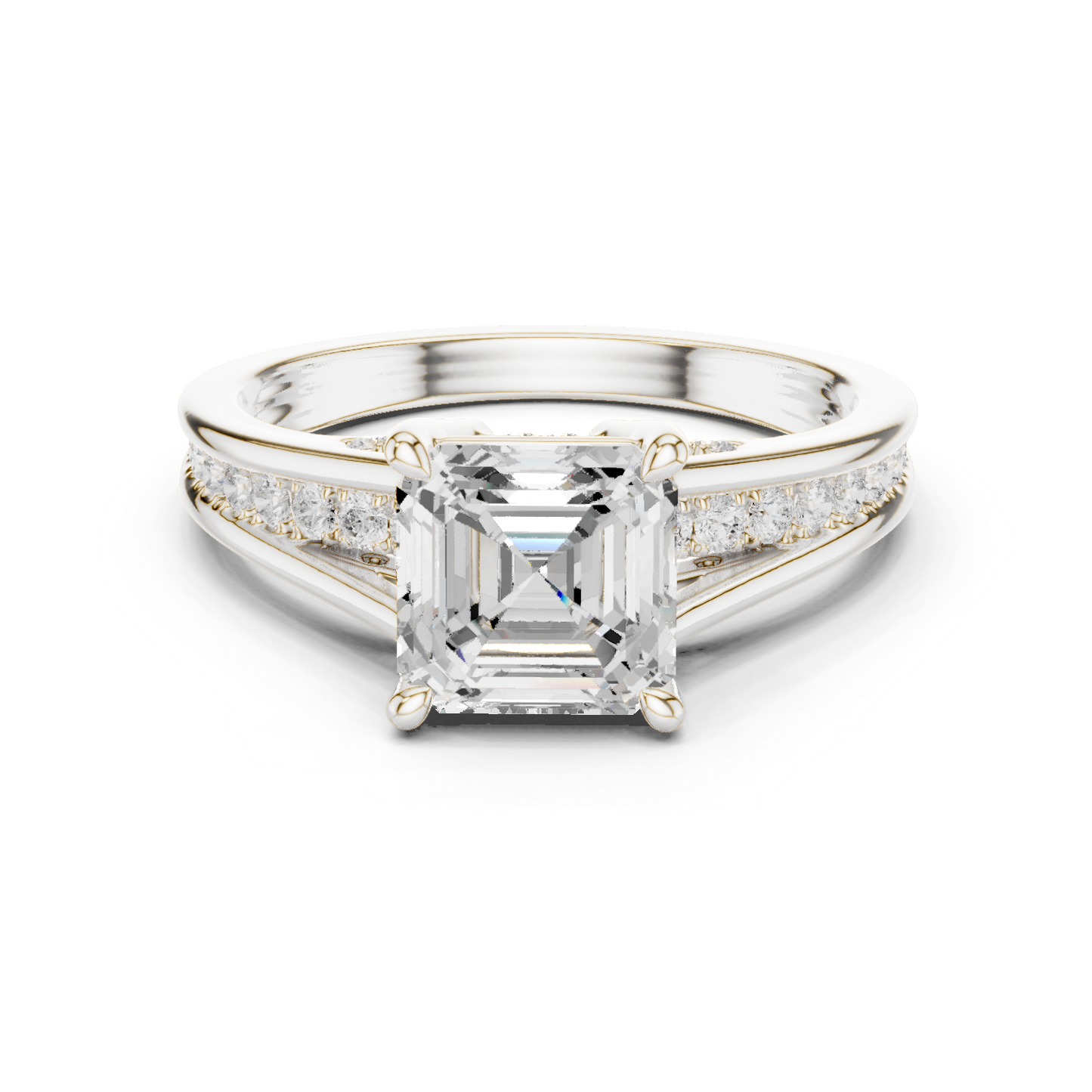 2.30Ct Asscher and Round Cut Lab Grown Diamond Vintage Pave Set Perfect Engagement Ring For Women's - HIGHCARAT DIAMONDS