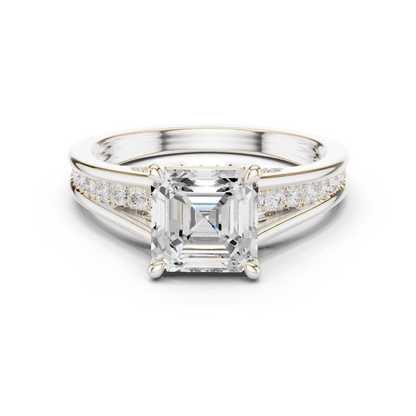 2.30Ct Asscher and Round Cut Lab Grown Diamond Vintage Pave Set Perfect Engagement Ring For Women's - HIGHCARAT DIAMONDS