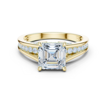 2.30Ct Asscher and Round Cut Lab Grown Diamond Vintage Pave Set Perfect Engagement Ring For Women's - HIGHCARAT DIAMONDS