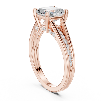 2.30Ct Asscher and Round Cut Lab Grown Diamond Vintage Pave Set Perfect Engagement Ring For Women's - HIGHCARAT DIAMONDS