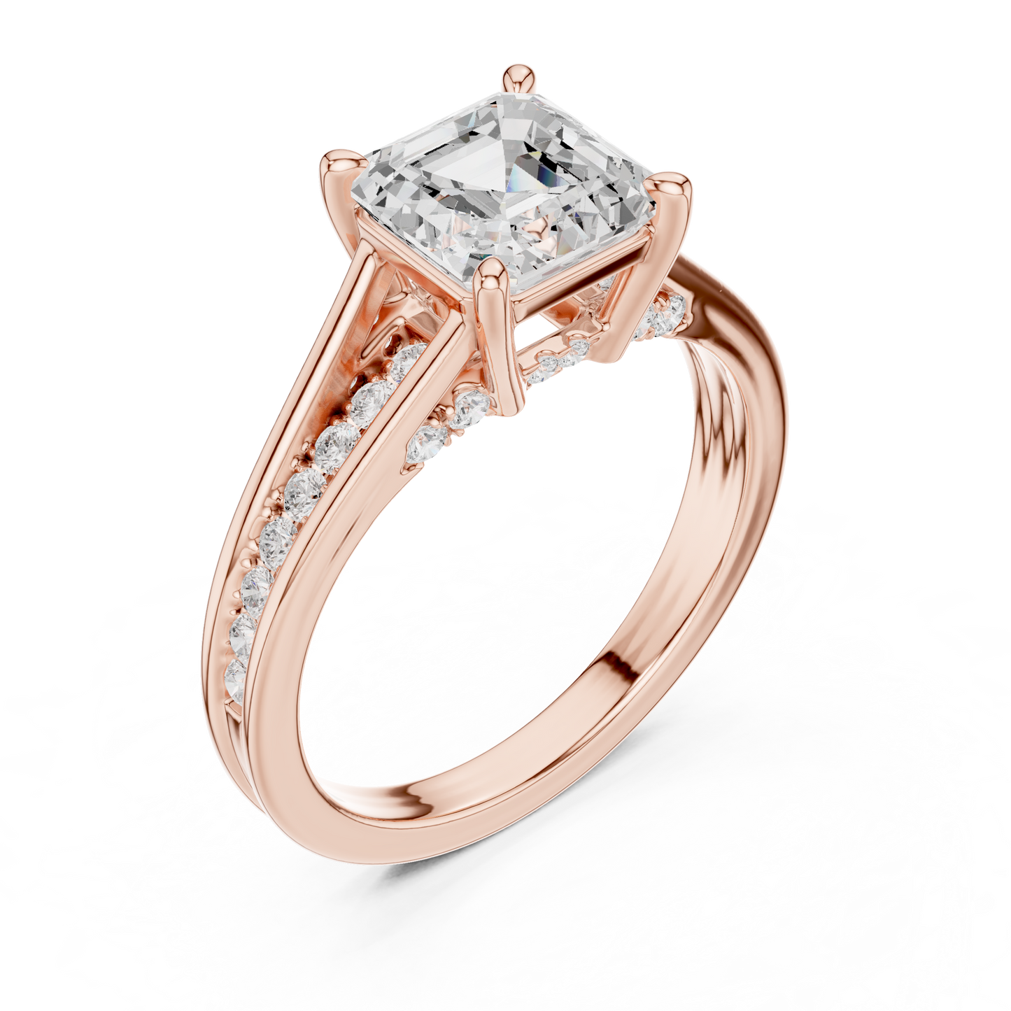 2.30Ct Asscher and Round Cut Lab Grown Diamond Vintage Pave Set Perfect Engagement Ring For Women's - HIGHCARAT DIAMONDS