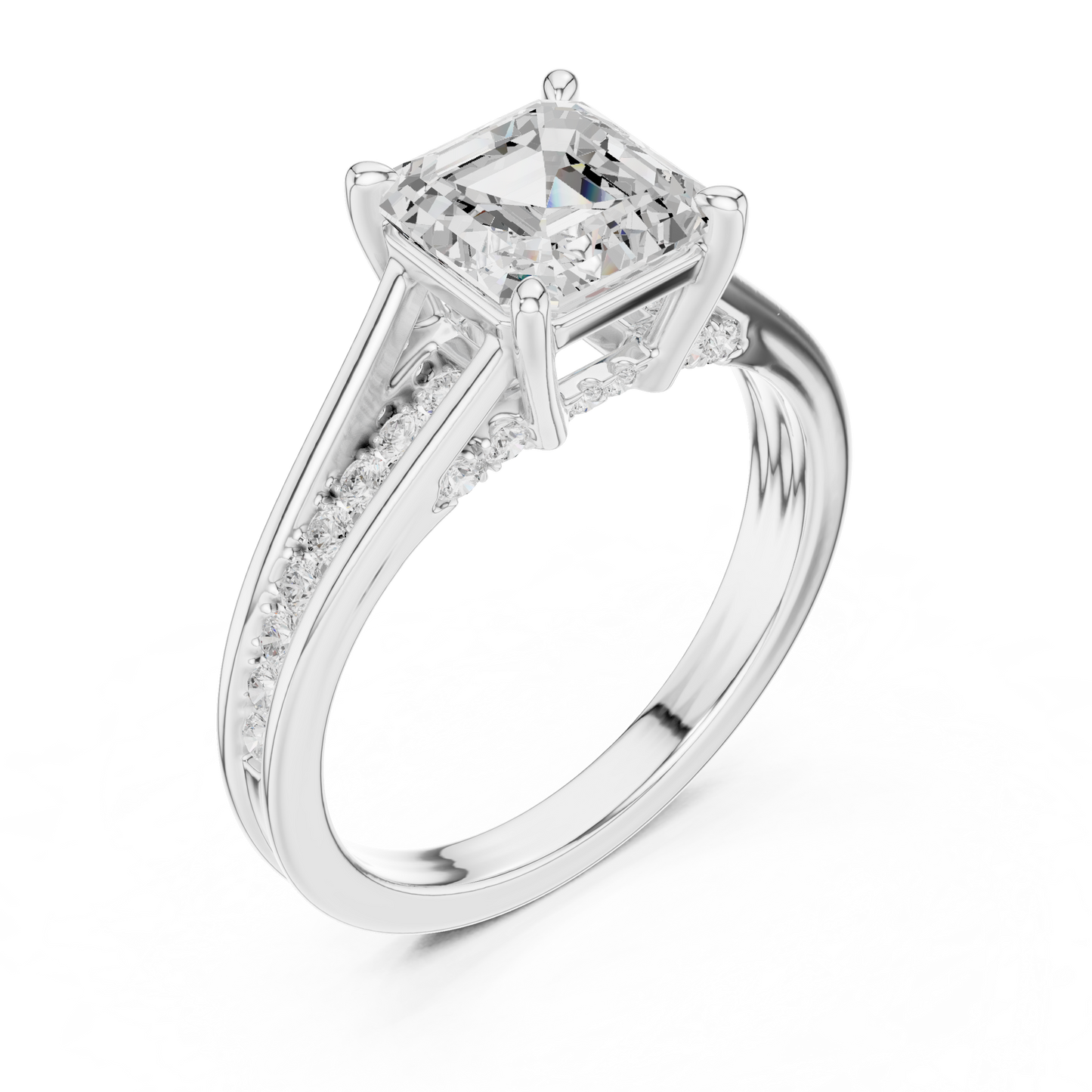 2.30Ct Asscher and Round Cut Lab Grown Diamond Vintage Pave Set Perfect Engagement Ring For Women's - HIGHCARAT DIAMONDS