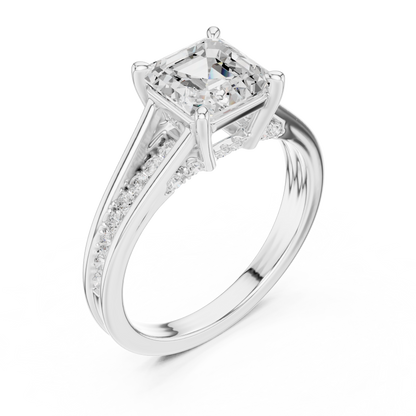 2.30Ct Asscher and Round Cut Lab Grown Diamond Vintage Pave Set Perfect Engagement Ring For Women's - HIGHCARAT DIAMONDS