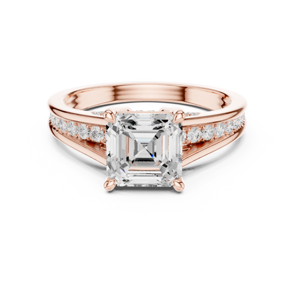 2.30Ct Asscher and Round Cut Lab Grown Diamond Vintage Pave Set Perfect Engagement Ring For Women's - HIGHCARAT DIAMONDS