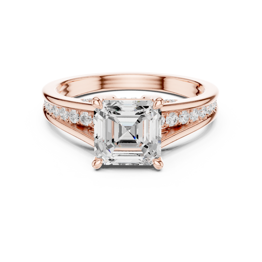 2.30Ct Asscher and Round Cut Lab Grown Diamond Vintage Pave Set Perfect Engagement Ring For Women's - HIGHCARAT DIAMONDS