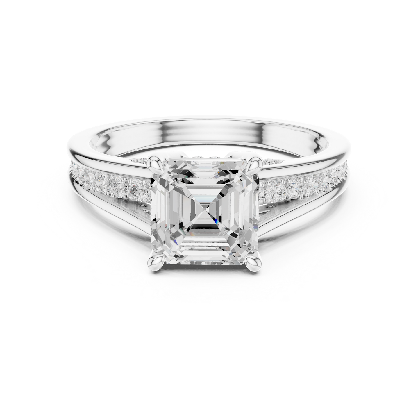 2.30Ct Asscher and Round Cut Lab Grown Diamond Vintage Pave Set Perfect Engagement Ring For Women's - HIGHCARAT DIAMONDS