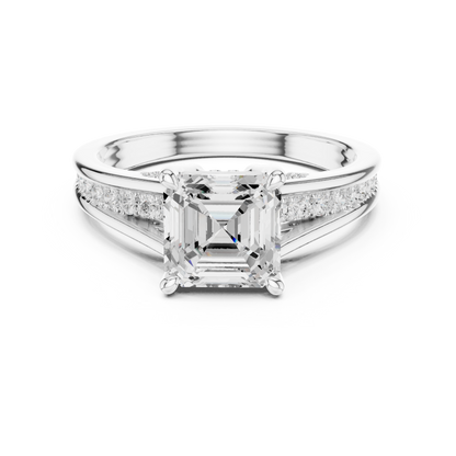 2.30Ct Asscher and Round Cut Lab Grown Diamond Vintage Pave Set Perfect Engagement Ring For Women's - HIGHCARAT DIAMONDS