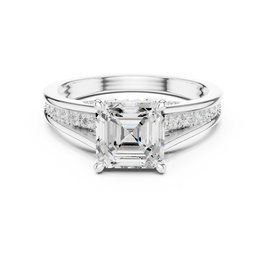 2.30Ct Asscher and Round Cut Lab Grown Diamond Vintage Pave Set Perfect Engagement Ring For Women's - HIGHCARAT DIAMONDS