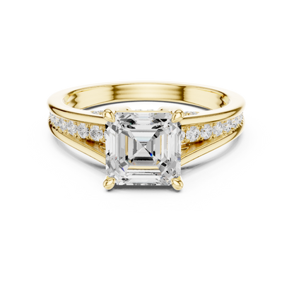 2.30Ct Asscher and Round Cut Lab Grown Diamond Vintage Pave Set Perfect Engagement Ring For Women's - HIGHCARAT DIAMONDS