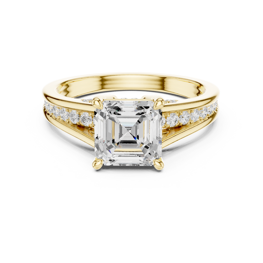 2.30Ct Asscher and Round Cut Lab Grown Diamond Vintage Pave Set Perfect Engagement Ring For Women's - HIGHCARAT DIAMONDS