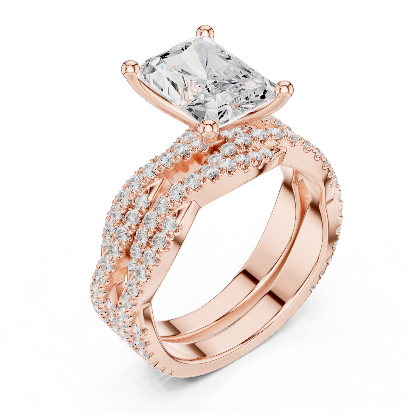 2.30Ct Asscher and Round Cut Lab Grown Diamond Vintage Pave Set Perfect Engagement Ring For Women's - HIGHCARAT DIAMONDS