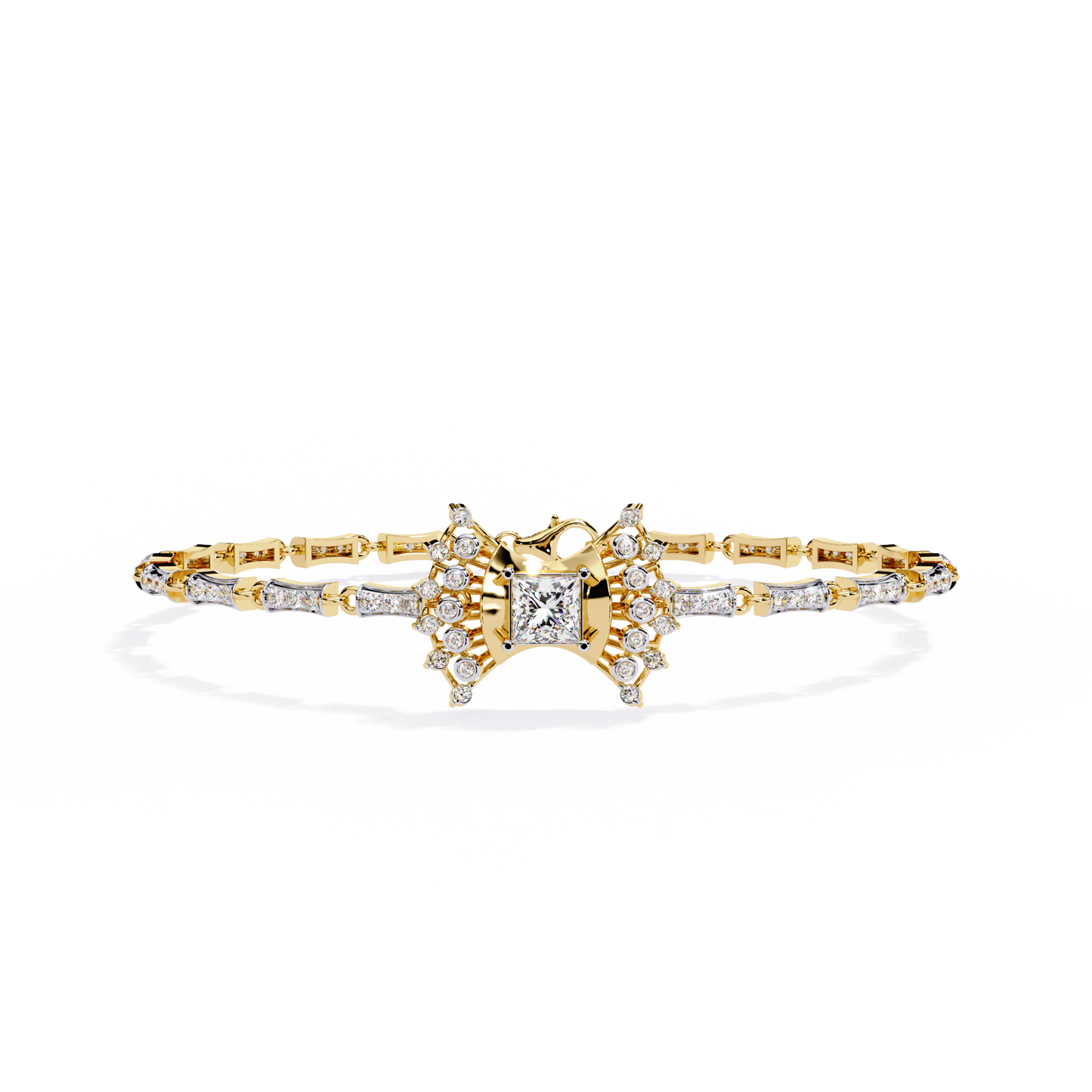 1.65Ct Princess And Round Cut Diamond Antique Elegant Delicate Stunning Perfect Tennis Bridesmaid Bracelet