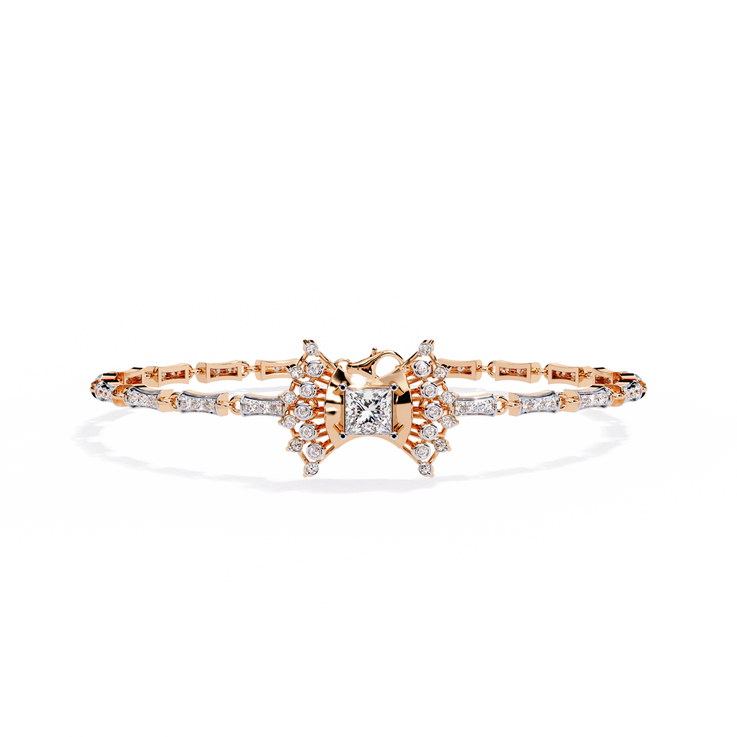 1.65Ct Princess And Round Cut Diamond Antique Elegant Delicate Stunning Perfect Tennis Bridesmaid Bracelet