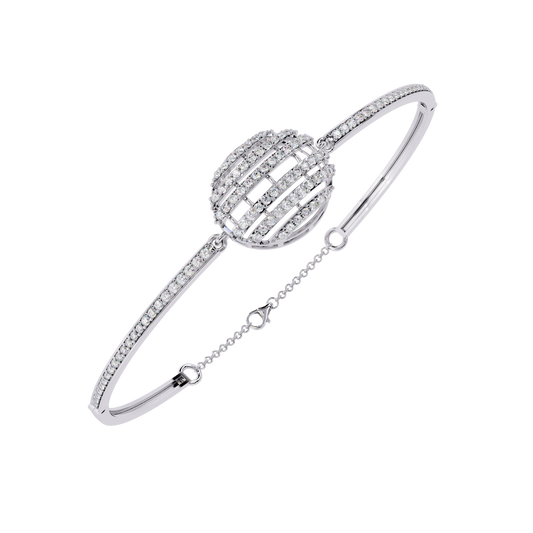 Round Cut Diamond Cluster Modern Perfect Minimalist Hand Crafted Wedding Cuff Bracelet For Her