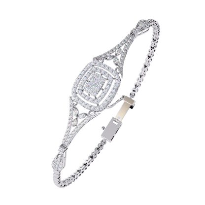 Vintage 1.07Ct Round Cut Lab Grown Diamond Antique Minimalist Perfect Sparkling Bridesmaid Cuff Bracelet