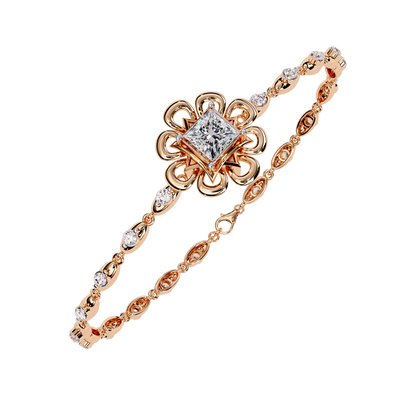 2.11Ct Princess And Round Cut Antique Classic Flower Shape Women Diamond Tennis Bracelet Annivrasry Gift For Her