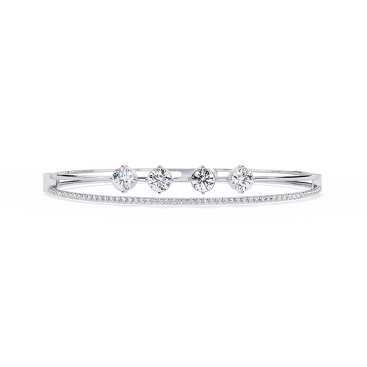Vintage 2.32Ct Round Cut White Colorless Diamond Prong Set Sparkling Perfect Dainty Party Wear Bangle