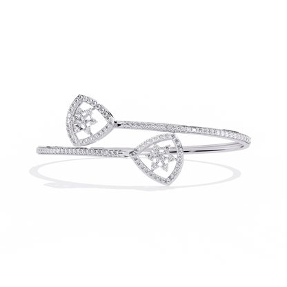 1.35Ct Trilliant Shape Round Cut High Quality Diamond Art Deco Vintage Open Cluster Every Day Bangle for Her