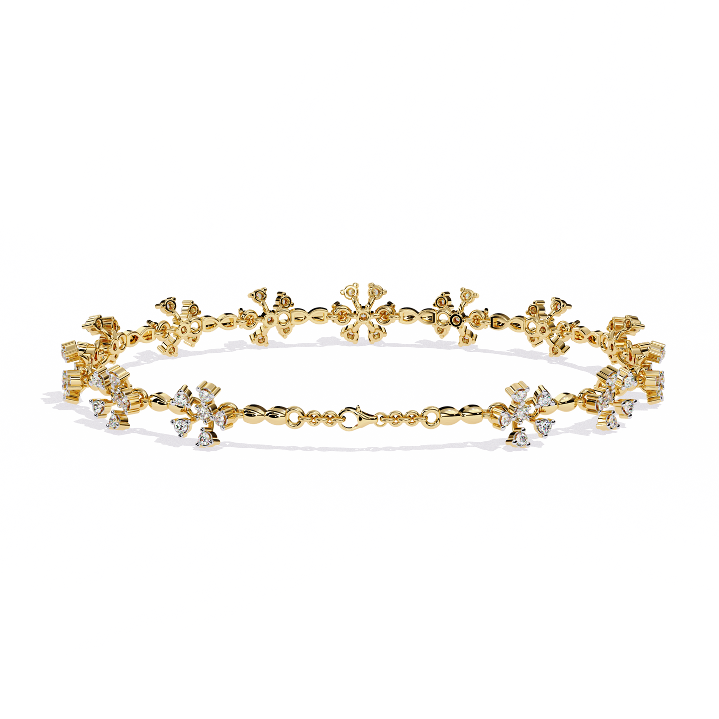 Round Cut Diamond Flower Shape Antique Stunning Sparkling Prefect Party Wear Tennis Bracelet