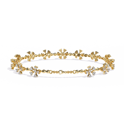 Round Cut Diamond Flower Shape Antique Stunning Sparkling Prefect Party Wear Tennis Bracelet