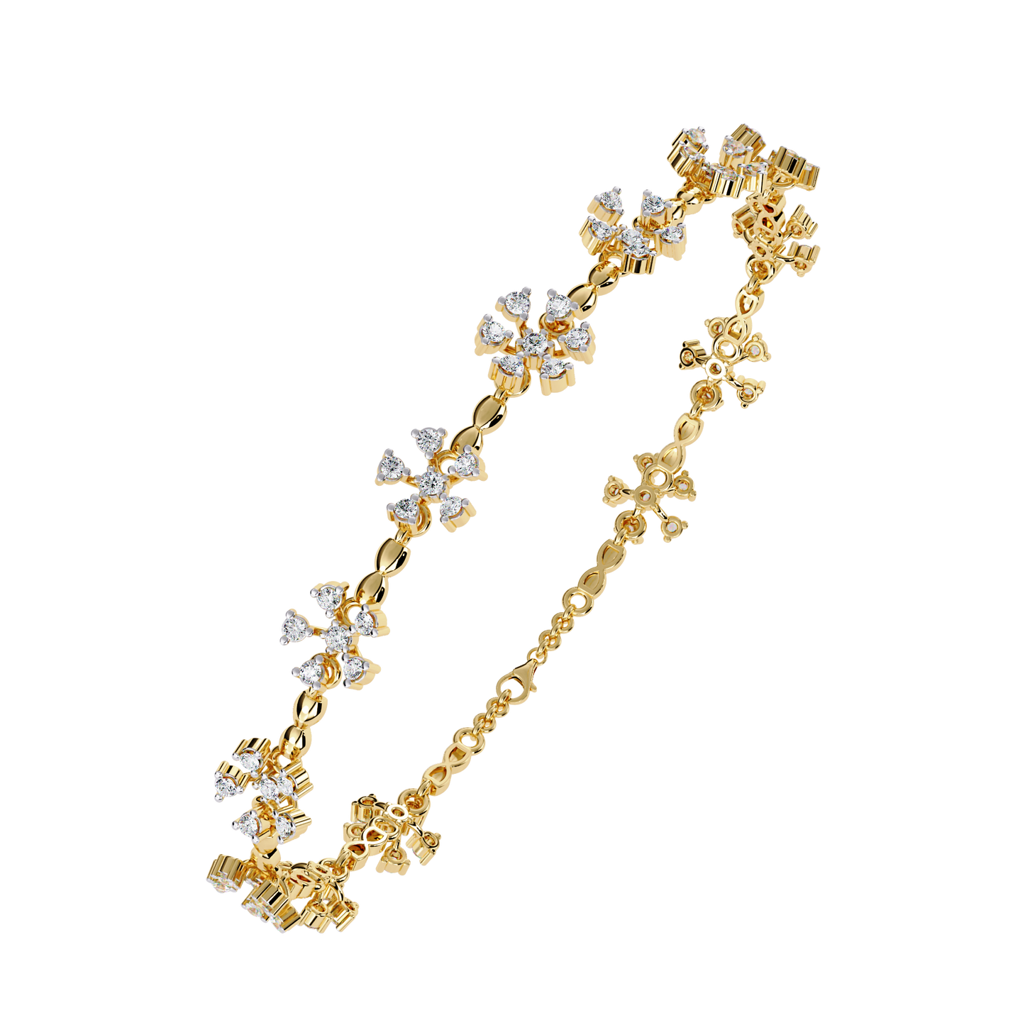 Round Cut Diamond Flower Shape Antique Stunning Sparkling Prefect Party Wear Tennis Bracelet