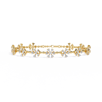 Round Cut Diamond Flower Shape Antique Stunning Sparkling Prefect Party Wear Tennis Bracelet