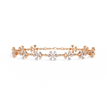 Round Cut Diamond Flower Shape Antique Stunning Sparkling Prefect Party Wear Tennis Bracelet